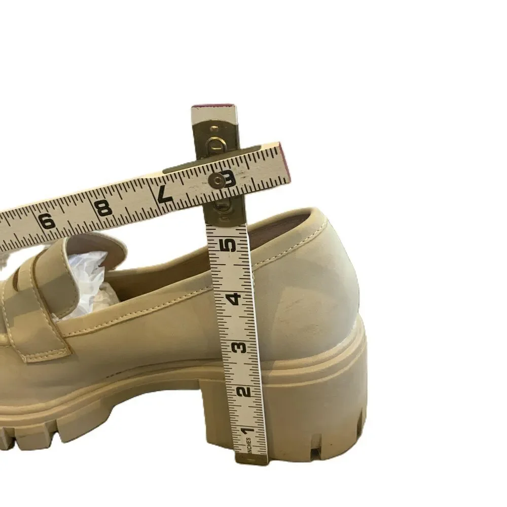 Sincerely‎ Jules Beige Chunky Heel Faux Leather Loafers Womens Shoes Size 8